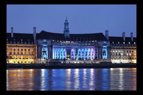 County Hall turns blue